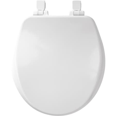 Mayfair 4001077 Slow Close Round White Enameled Wood Toilet Seat